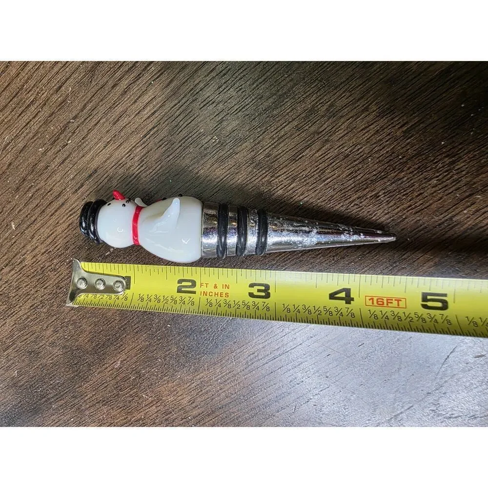 Glass Snowman Reusable Cork‎ Bottle Top Stopper Winter Holiday Themed